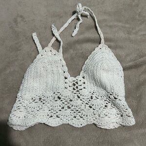 Handmade Crochet Bralette Top in white